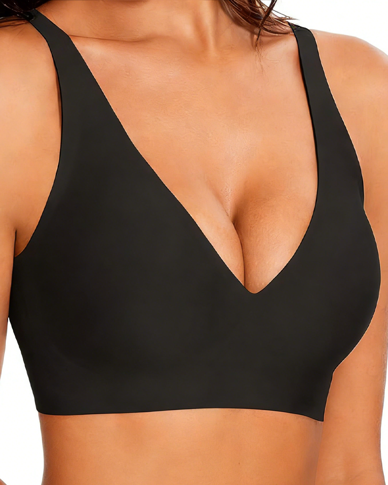 V-Neck Seamless Wire-Free Leopard Print Jelly Bra