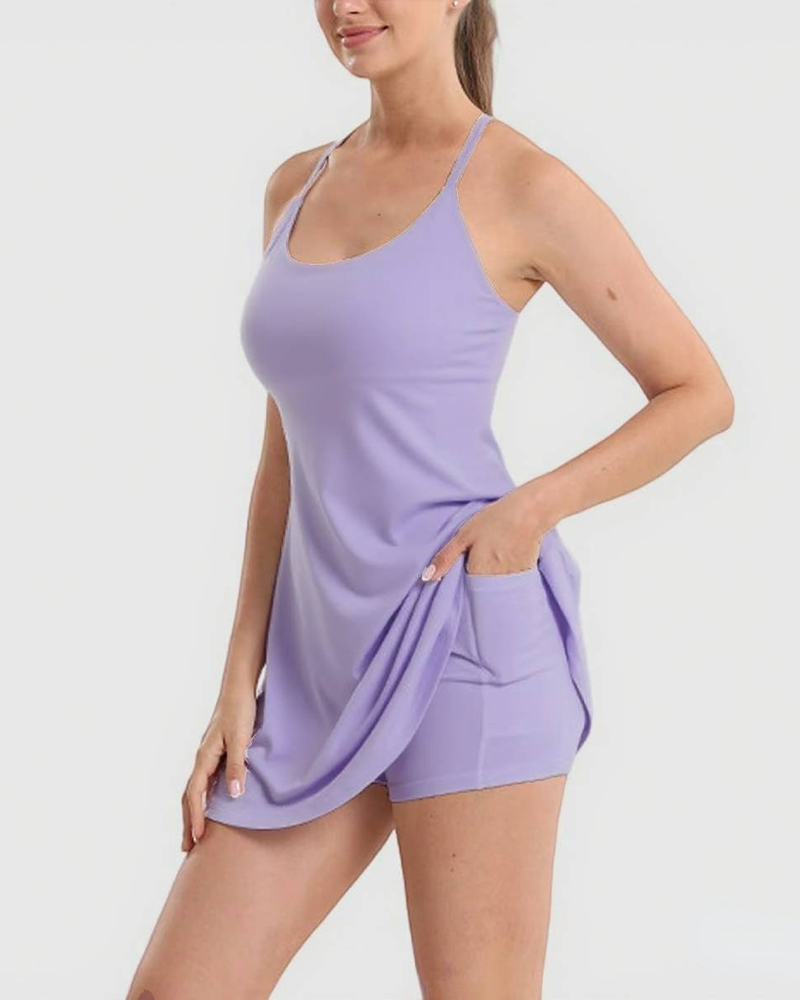 Easy Peezy Backless Sports Dress With Pockets