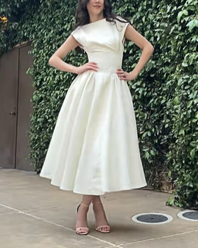 French Style Backless Round Neck Sleeveless Dress