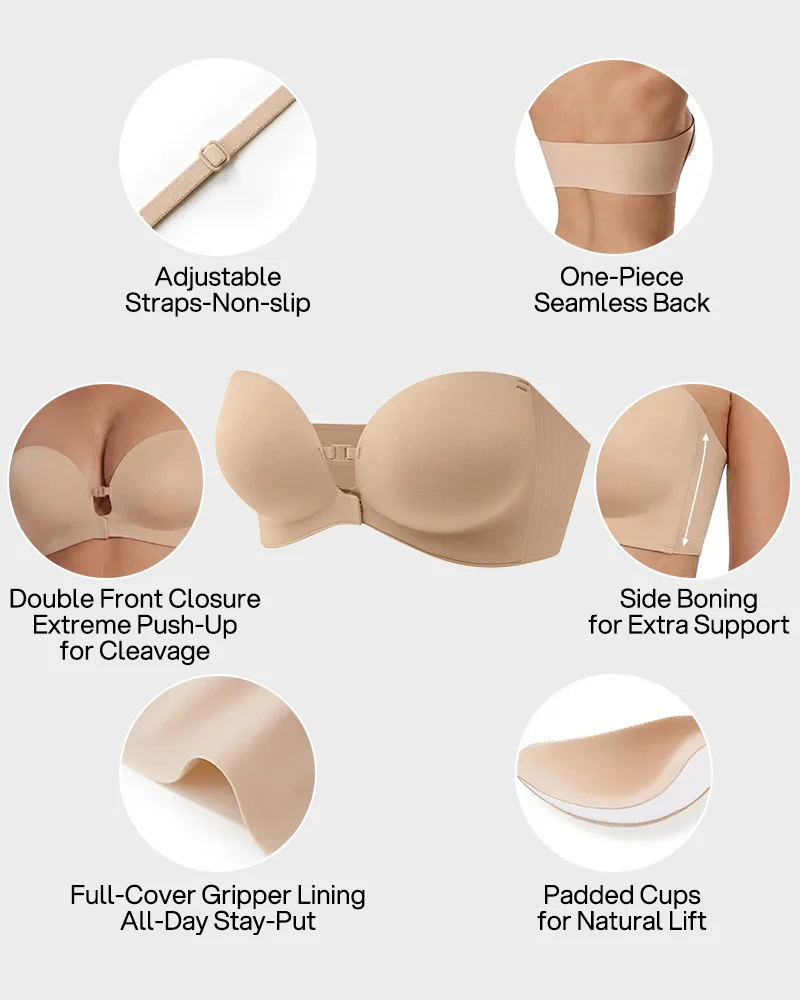 Detachable Straps Front Closure Anti-Slip Lift Support Bra