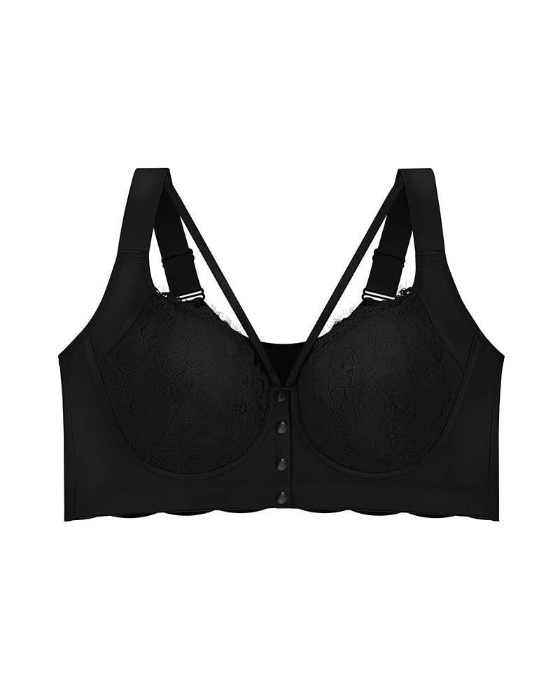 Adjustable Shoulder Straps Lace Front Clasp Plus Size Bra