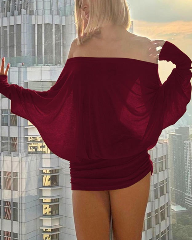 Off-The-Shoulder Ruched Bodycon Dress