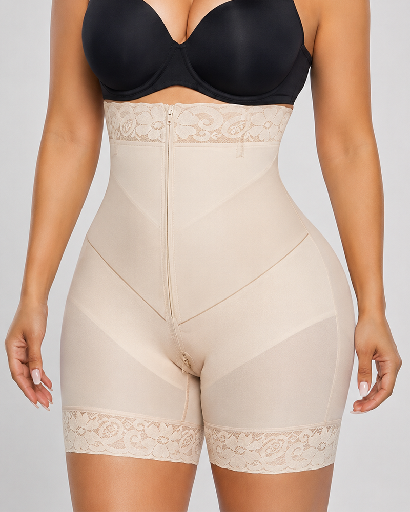 Detachable Straps V‑Shape Zipper Easy On & Off Shapewear Shorts