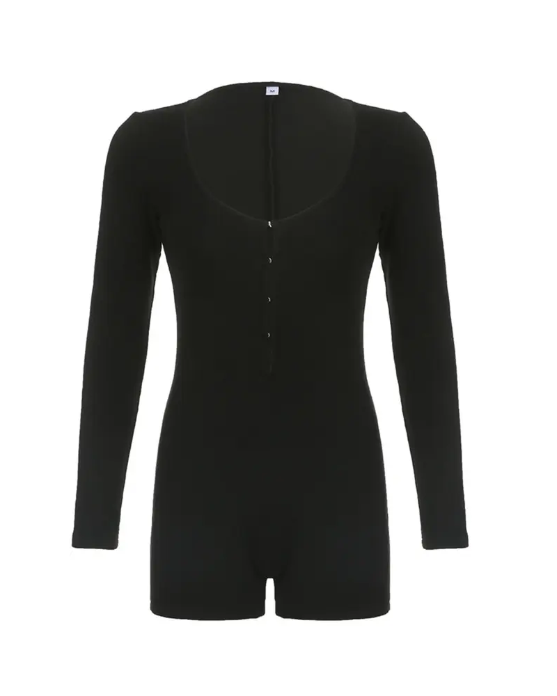 Hollow Out Fitted Long Sleeved Bodysuit