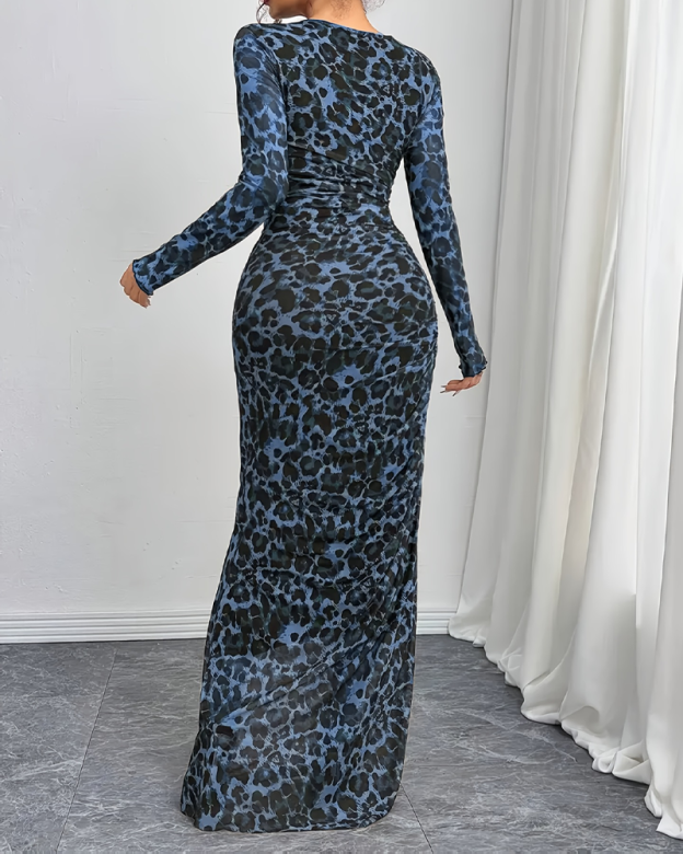 Sexy Mesh Fitted Long-Sleeved Dress