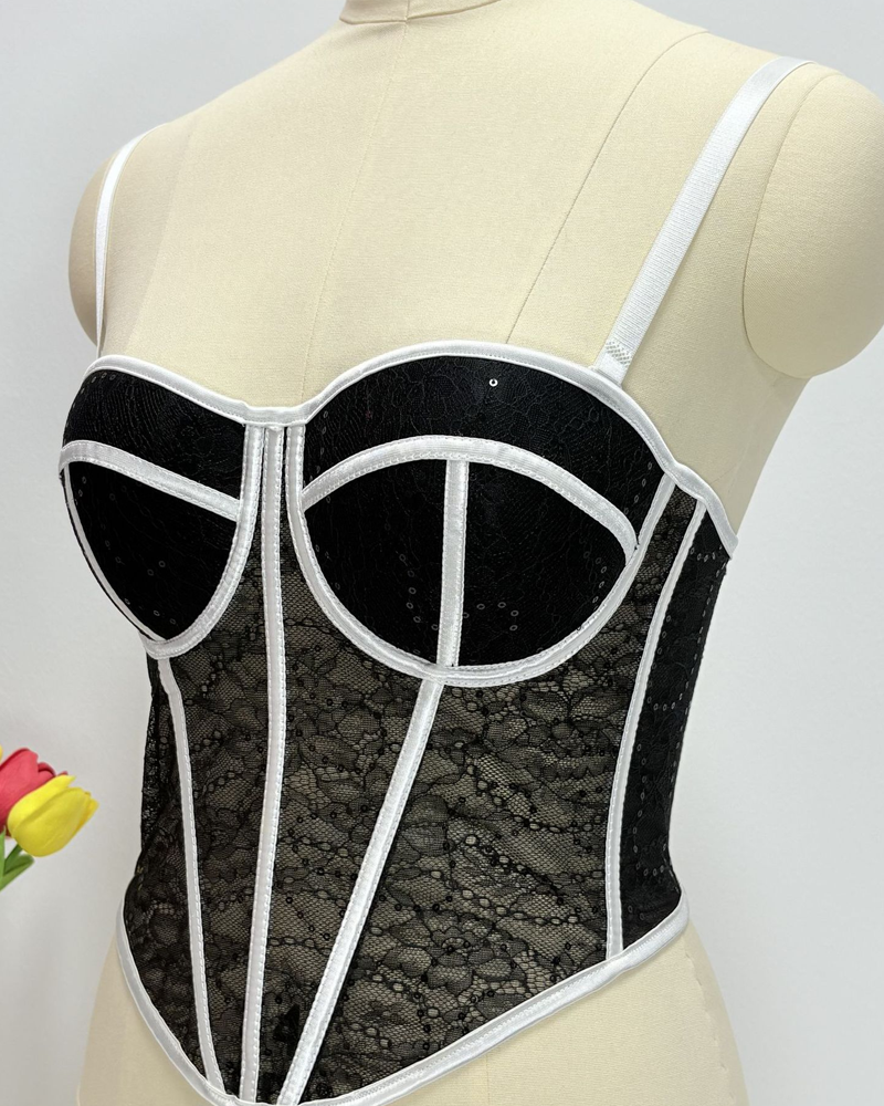 Sparkling Color-Blocked Lace Camisole