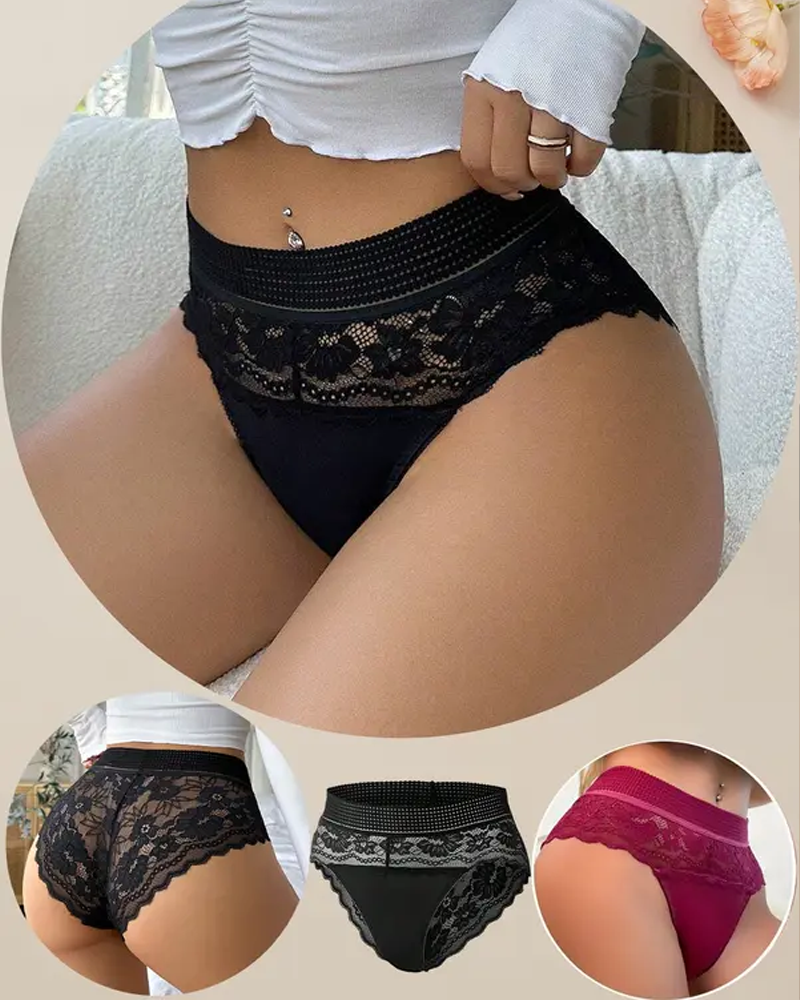 Mesh Breathable High-Waisted Triangle Briefs