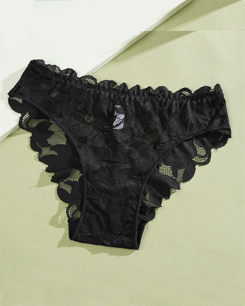 Bikini Semi Transparent Low Rise Lace Semi Covering Buttocks Briefs