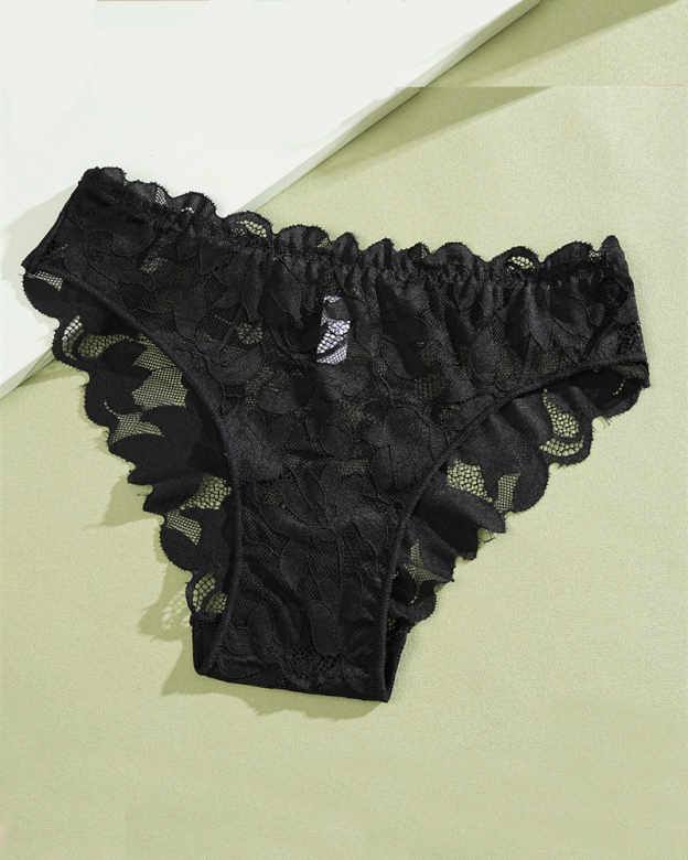 Bikini Semi Transparent Low Rise Lace Semi Covering Buttocks Briefs