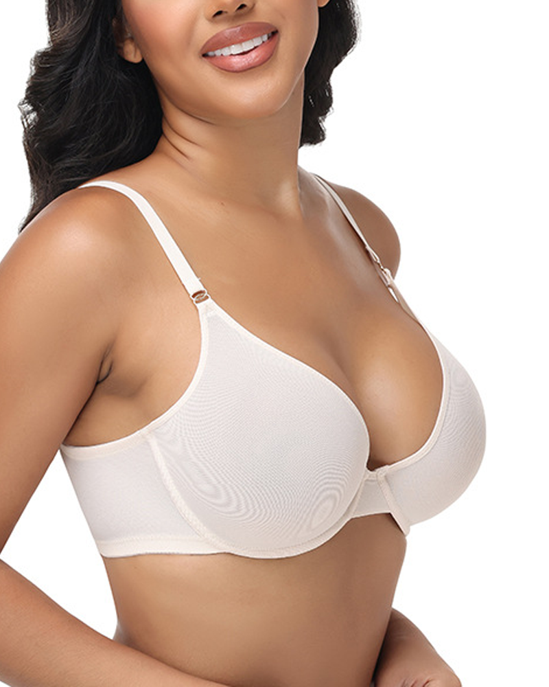 Unlined Low Cut Sheer Mesh Underwire Bra