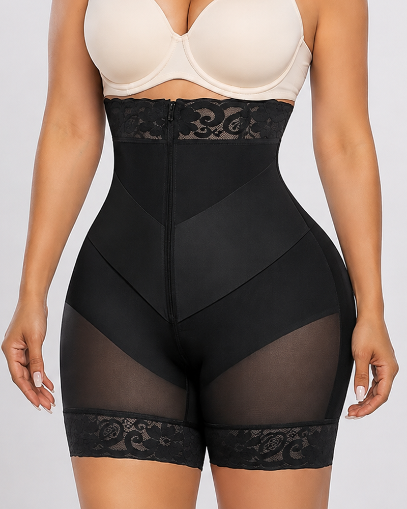 Detachable Straps V‑Shape Zipper Easy On & Off Shapewear Shorts