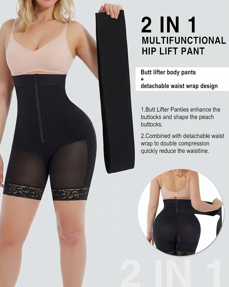 2 in 1 Shaping Shorts with Elastic Waistband Tummy Control（Pre-Sale）