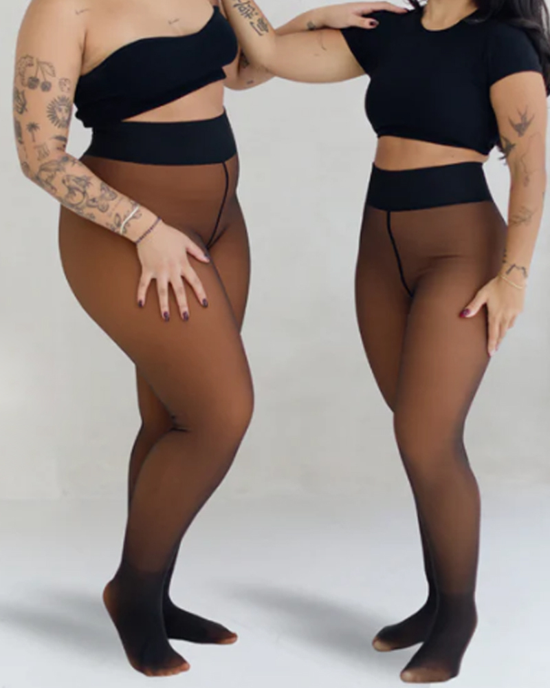 Crotch Fleece Leggings-Curvy-Faja