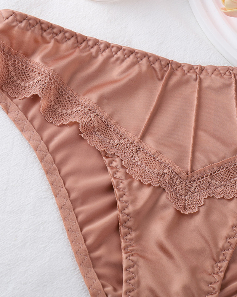 One-Piece Satin Seamless Cotton Crotch Briefs-Curvy-Faja