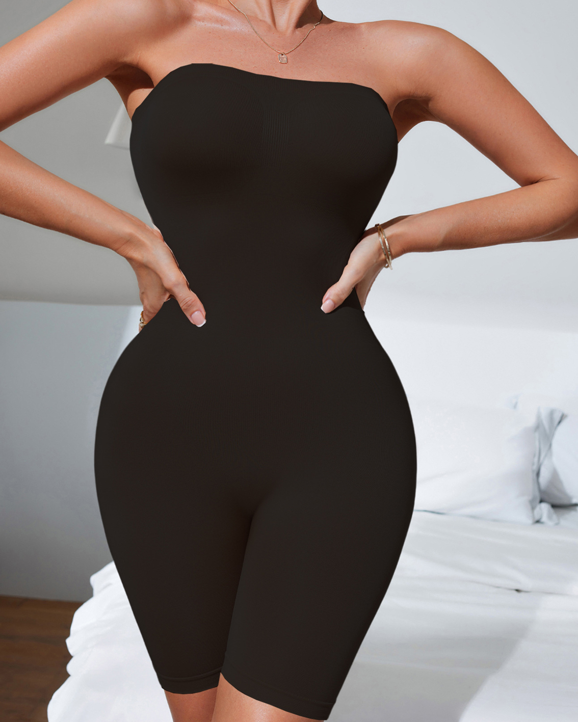 Tummy-Control Off-Shoulder Sexy Bustier Butt-Lifting Bodysuit-Curvy-Faja