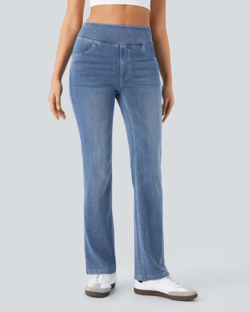 High-Waisted Straight-Leg Stretch Jeans-Curvy-Faja