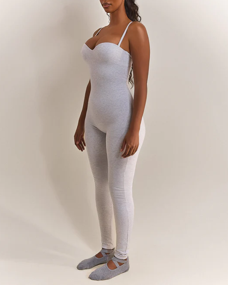 Sweetheart Neckline Strapless Seamless Bodycon Jumpsuit with Adjustable Straps（Pre-Sale）
