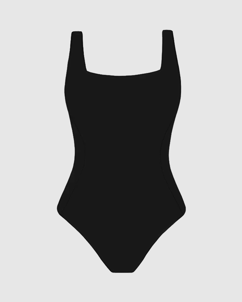 Color Block Side Stripes Lace Up Back Shaping One Piece Swimsuit (Pre-Sale)