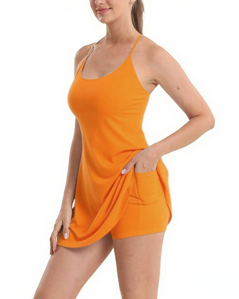 Easy Peezy Backless Sports Dress With Pockets