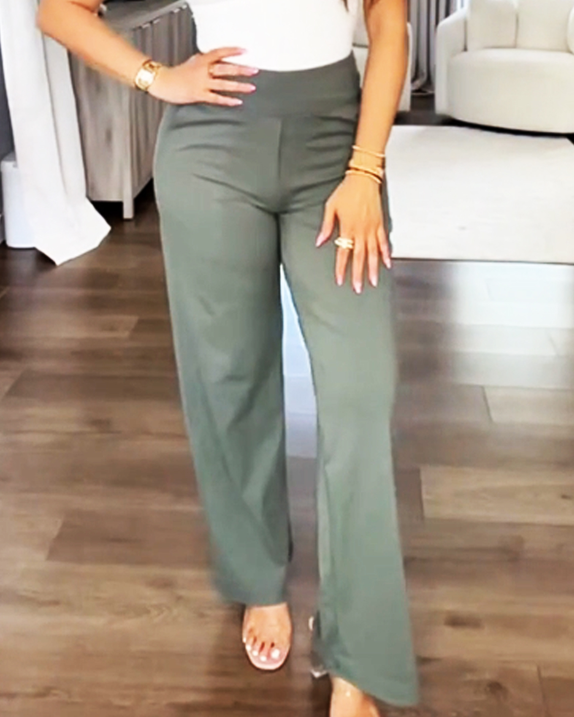 Casual High-Waisted Straight-Leg Yoga Pants with Loose Pockets