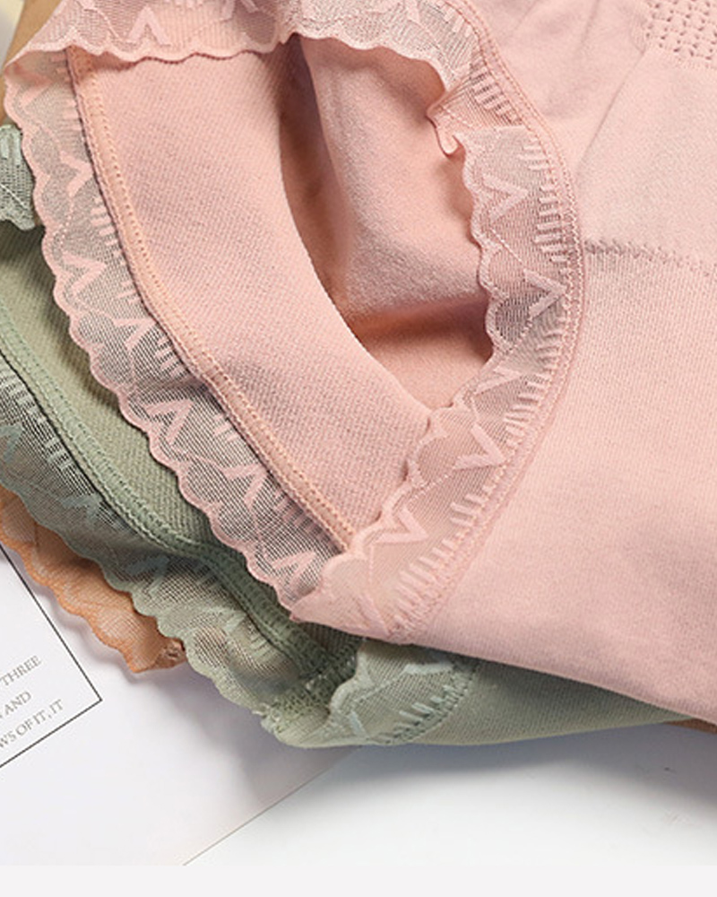 High-Waisted Lace Honeycomb Tummy-Control And Hip-Lifting Briefs-Curvy-Faja