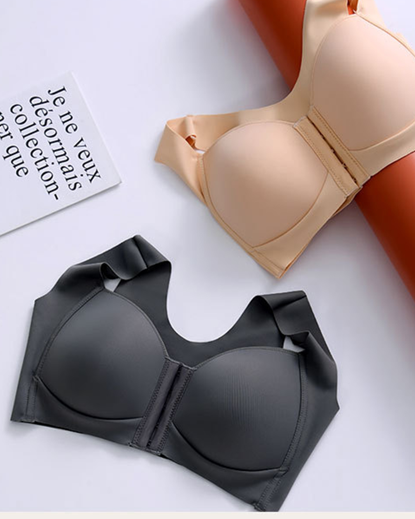 Women's Comfortable Traceless Large Sexy Thin Small Chest Folding Front  Buckle Bra to Make Breast Look Smaller, Black, Small : : Clothing,  Shoes & Accessories