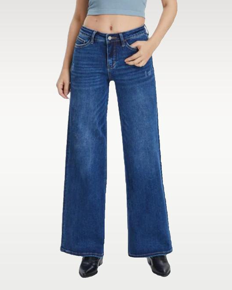 Mid-Rise Hip-Lifting Straight-Leg Loose-Fitting Jeans-Curvy-Faja