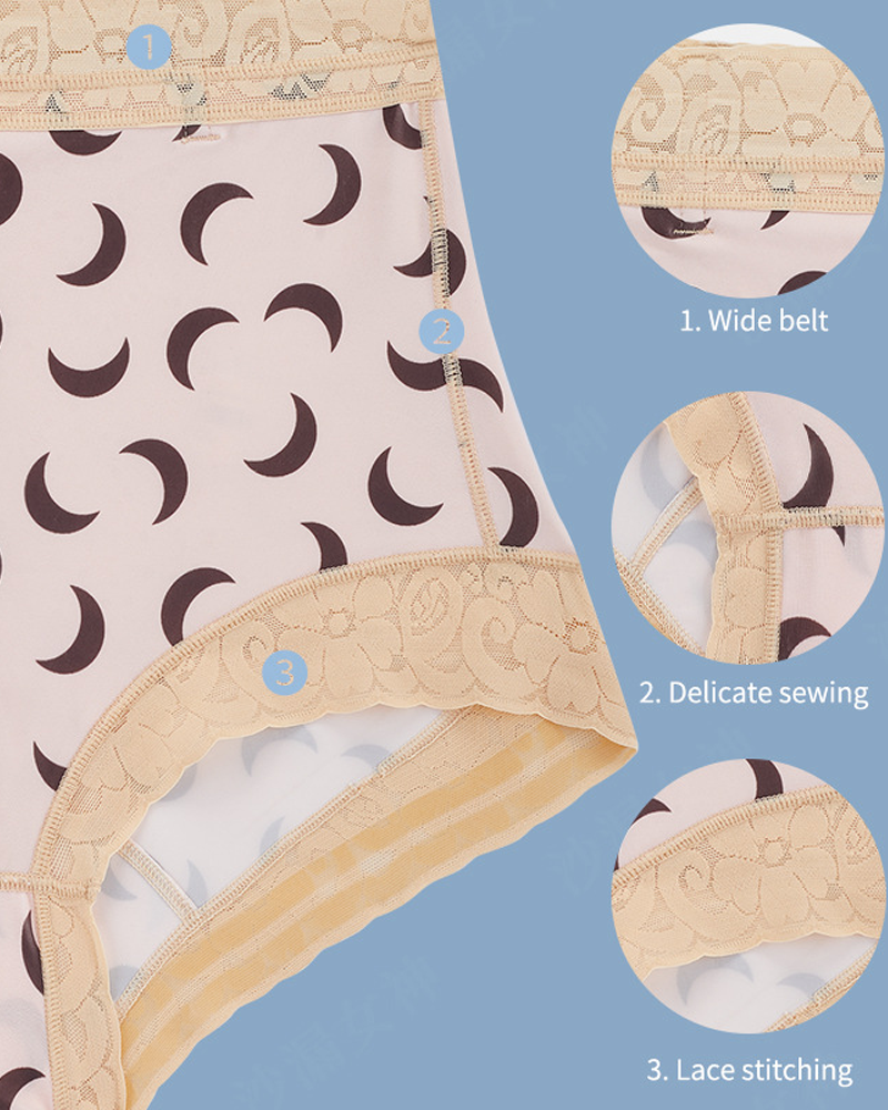 Moon Print Triangle Shaped Underwear For Lifting Slimming And Shaping The Waist