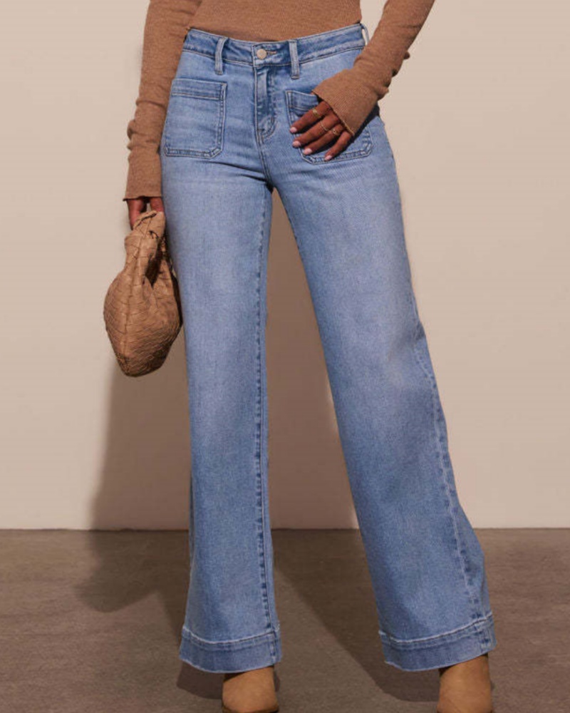 Astylish Women's Wide Leg Jeans High Waisted Stretchy Straight Leg Jeans Loose Trendy Denim Pants wi