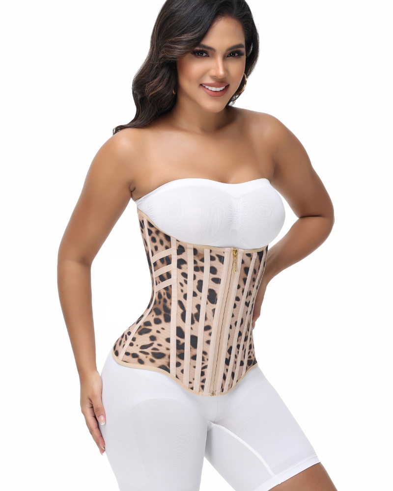 Women's Tummy-Control Waist Trainer with Front Zipper and Vertical Support Bones