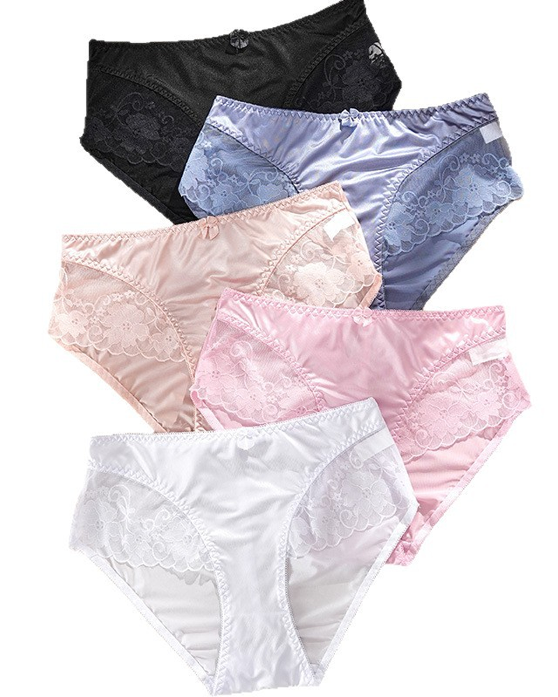 Elegant Satin Peach-Shaped Lace Bow Thong