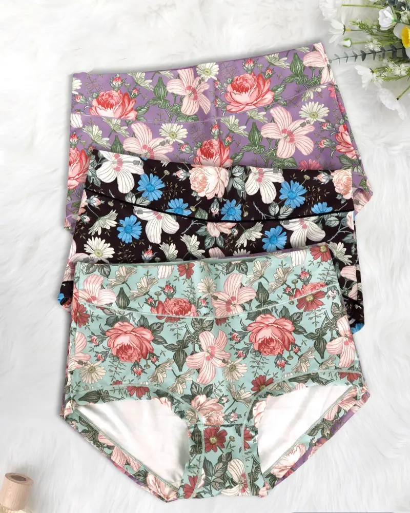 Printed High Waist Tummy Control Breathable Comfortable Underwear