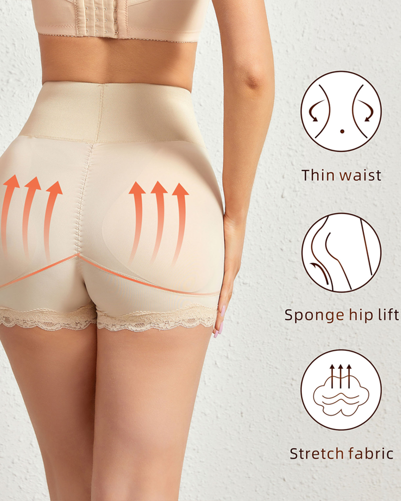 Breathable Tummy-Flattening Hip-Enhancing And Shaping Shorts With Padding-Curvy-Faja