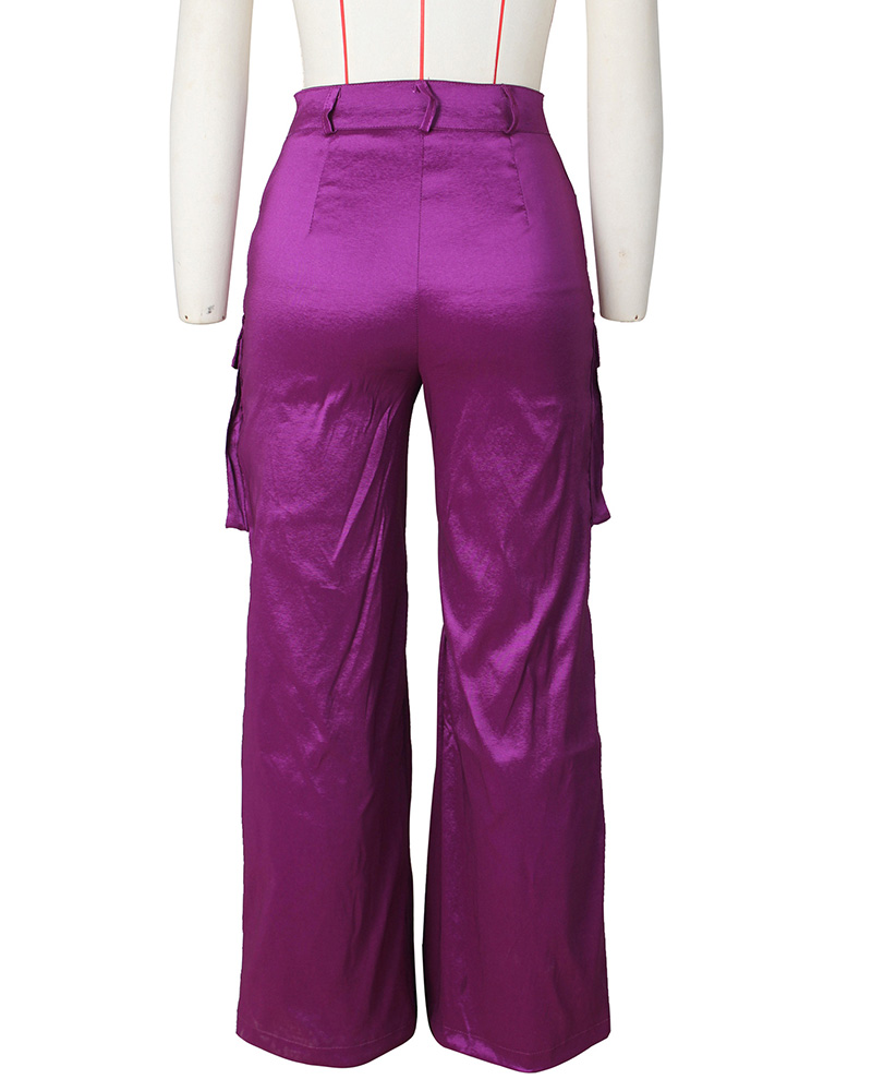 Satin Cargo-Style Trousers
