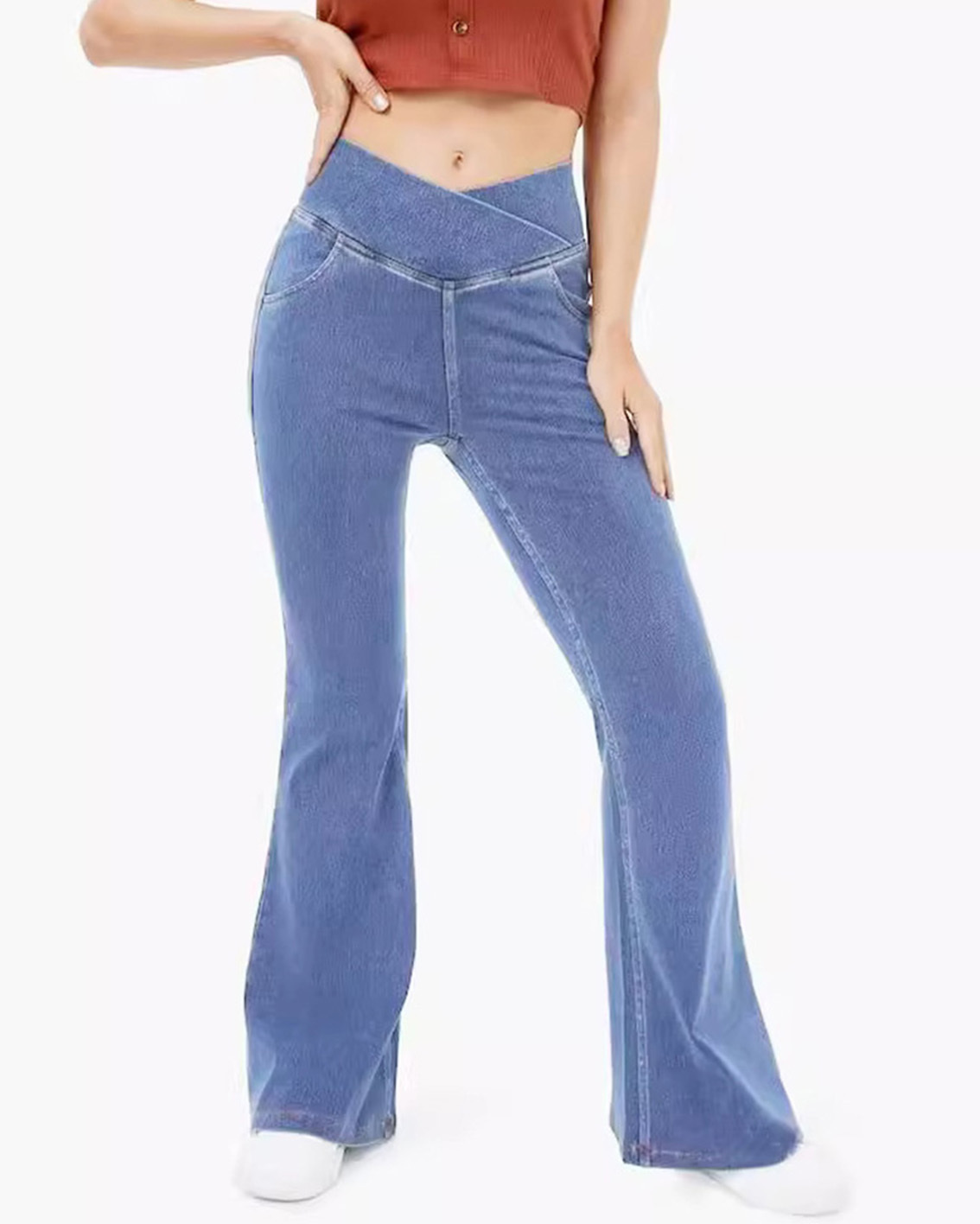 Denim Flared Pants Hip Lift Women's Flared Pants-Curvy-Faja