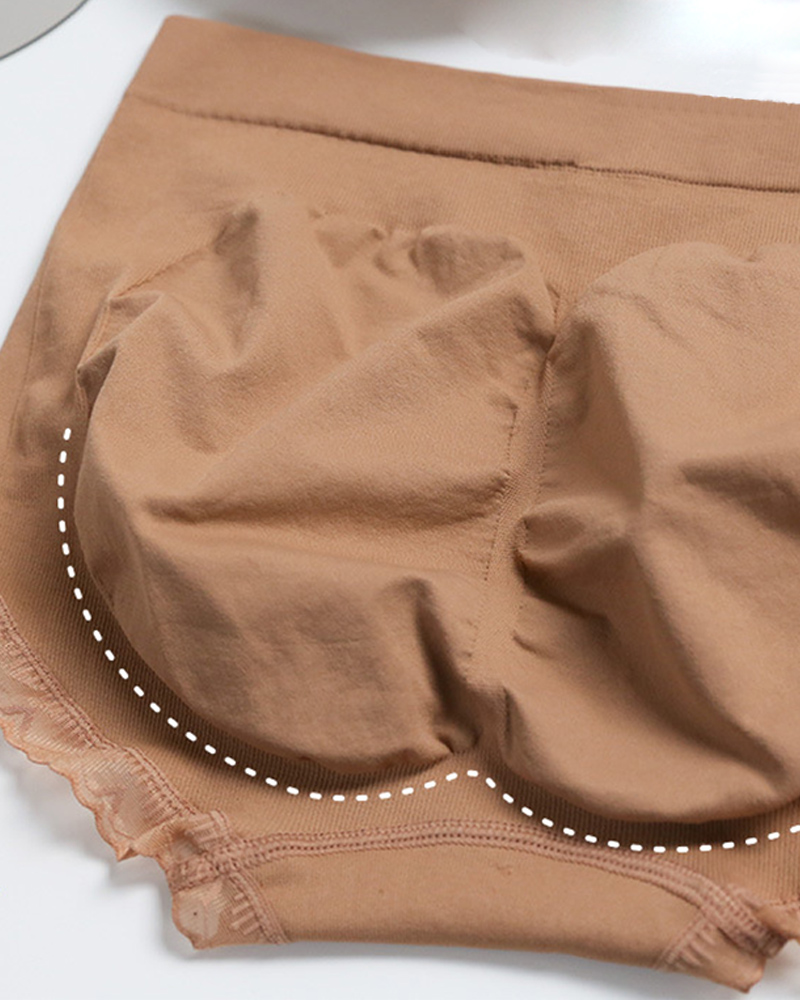 High-Waisted Lace Honeycomb Tummy-Control And Hip-Lifting Briefs-Curvy-Faja