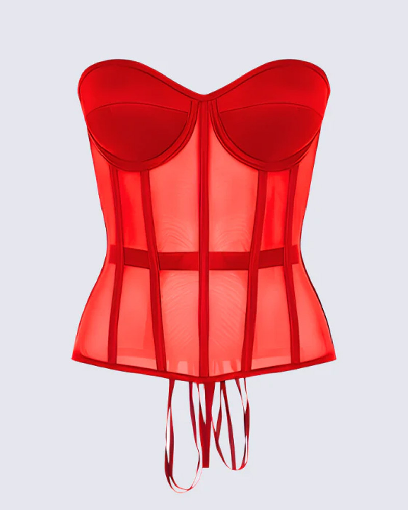 Breast-Covering Mesh Sexy Corset