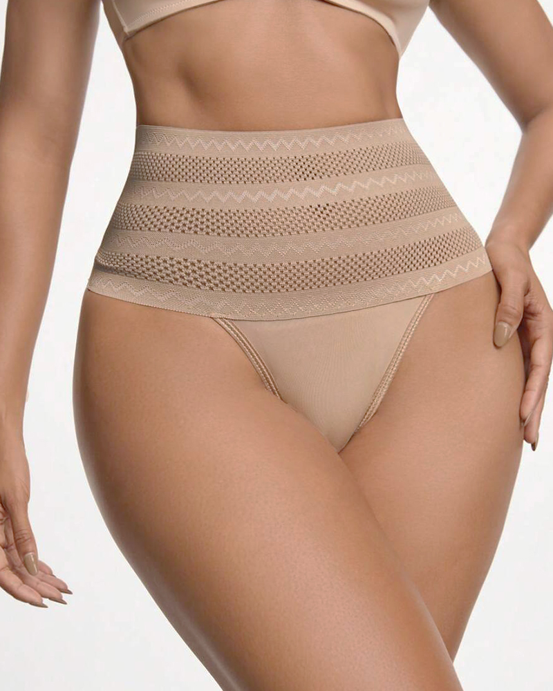 Women's High Waist Shaping Thong Breathable Tummy Control Shapewear Panty