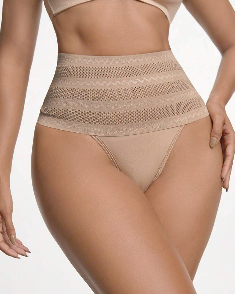 Women's High Waist Shaping Thong Breathable Tummy Control Shapewear Panty
