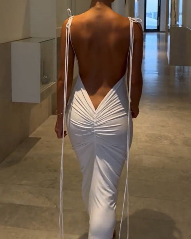 Women's Fashionable Slim Slip Maxi Dress-Curvy-Faja