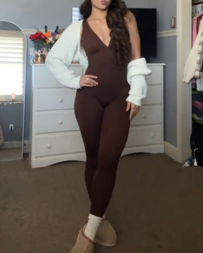 Slim V-Neck Sexy Jumpsuit (Pre-Sale)
