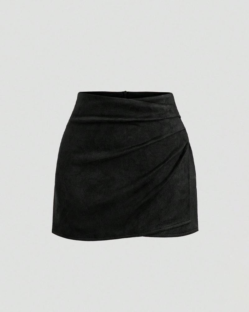 Retro Pleated Slim-Fit Short Skirt