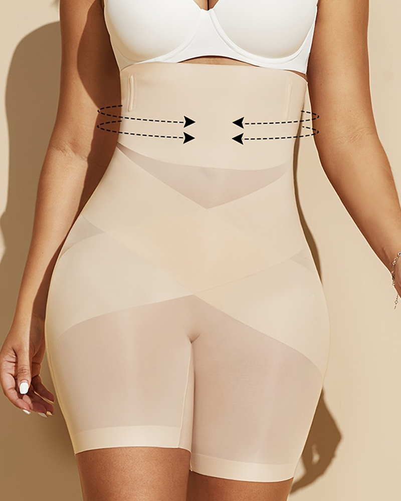 High-Waisted Cross-Sculpting Seamless Shapewear Shorts
