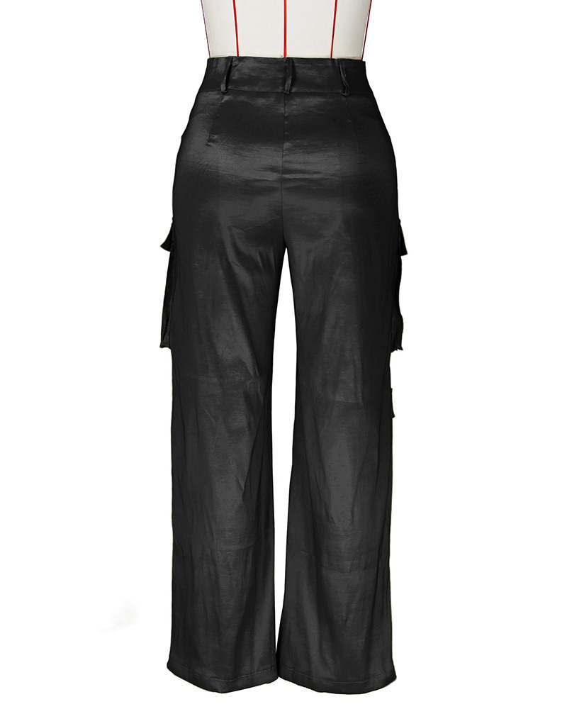 Satin Cargo-Style Trousers