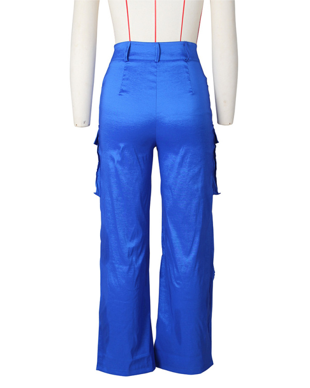 Satin Cargo-Style Trousers