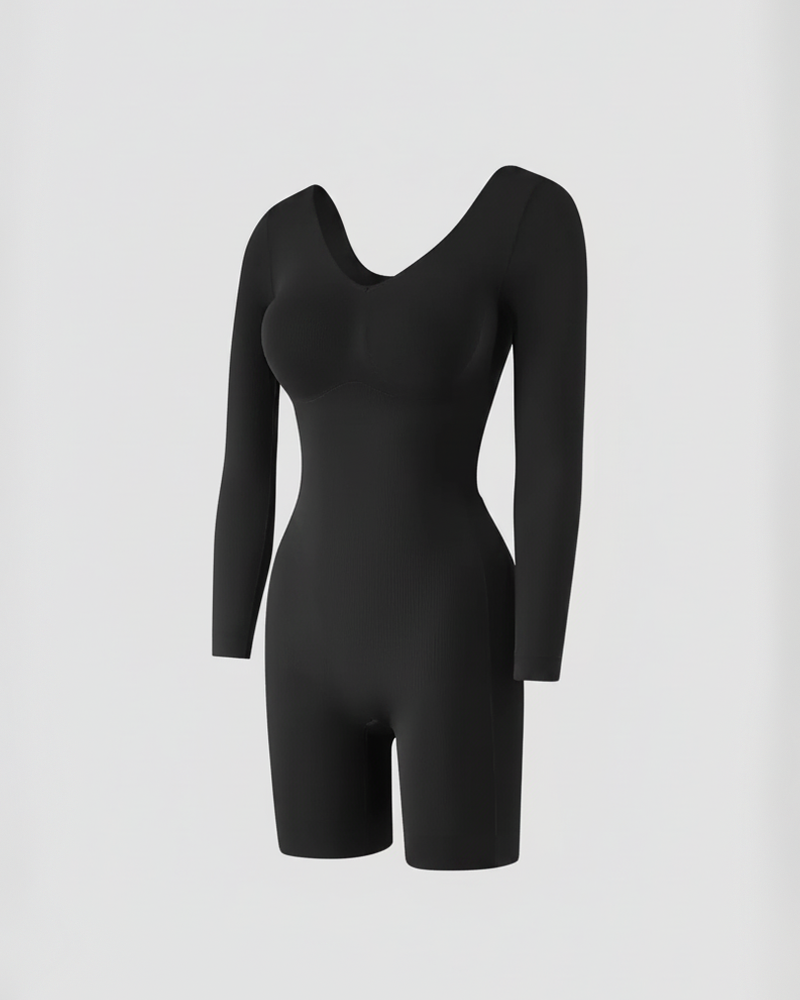 Easy Off Long Sleeve Full Body Shaping Tummy Control Butt Lifting Bodysuit（Pre-Sale）