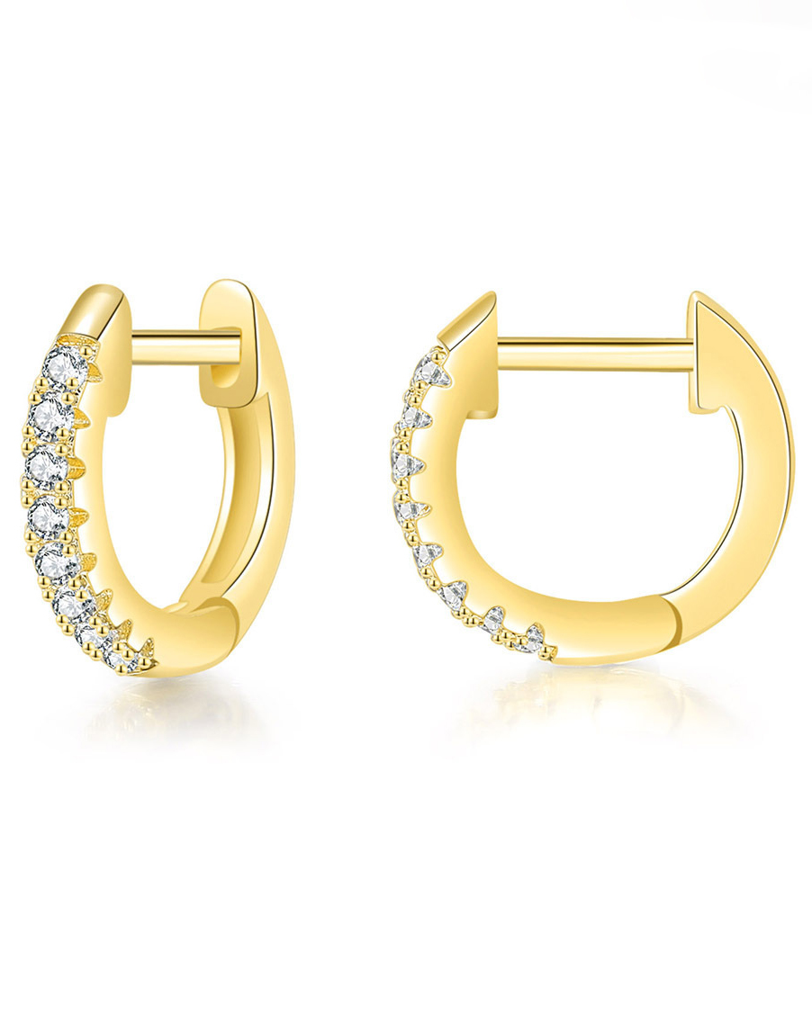 Simple Circle Micro-Paved Single Row Zircon Earrings-Curvy-Faja