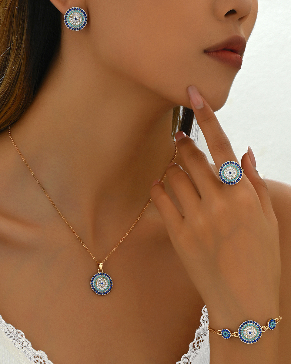 Rhinestone-Encrusted 4-Piece Jewelry Set-Curvy-Faja