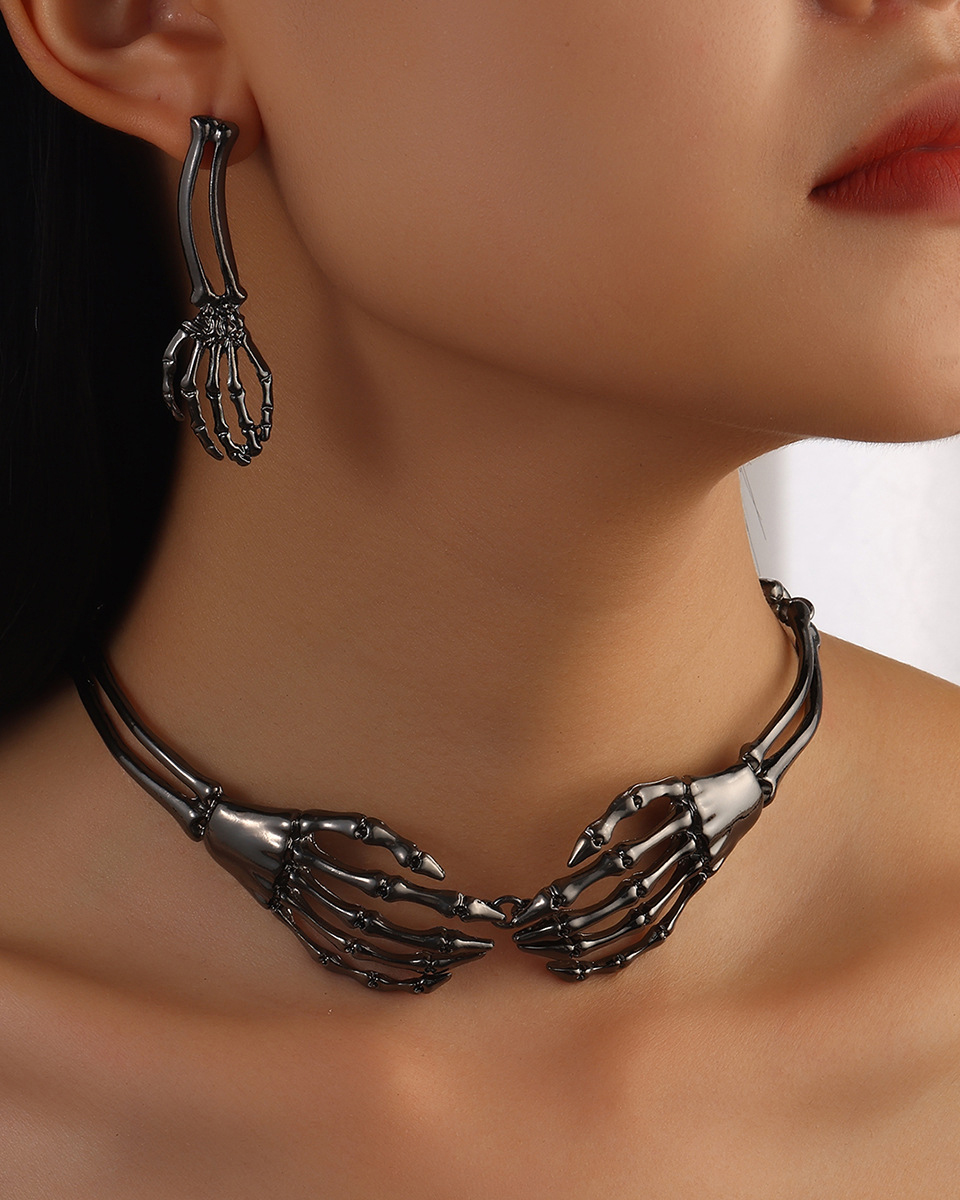 Skull Claw Women’s Pendant Necklace Set-Curvy-Faja