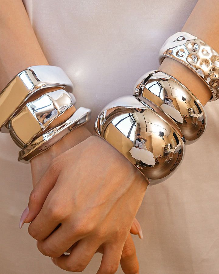 Metal Geometric Bracelet-Curvy-Faja